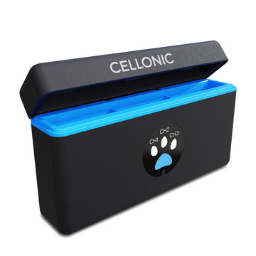 3-Slot Batterij Oplaadetui / Oplaadcase voor GoPro Hero 12, 10, 11, 9 Batterijen + 60cm + USB Kabel van CELLONIC