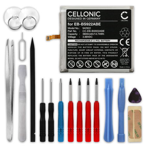 Batterij voor Samsung Galaxy S24; SM-S9210; SM-S921A; SM-S921B EB-BS922ABE (3800mAh, 3.88V) + Schroevendraaier-set van CELLONIC