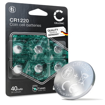 CELLONIC CR1220 Knoopcelbatterijen (Lithium, 40mAh, 3V) voor Horloges, Rekenmachines, Sensoren – x6-Pack