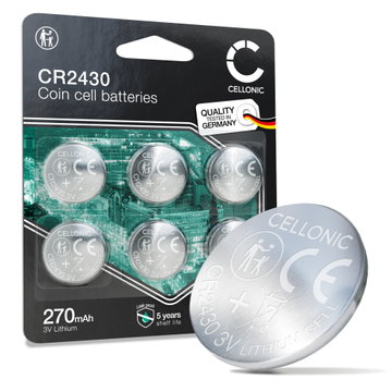 CELLONIC CR2430 Knoopcelbatterijen (Lithium, 270mAh, 3V) voor Autosleutels Medische apparaten Horloges – x6-pack